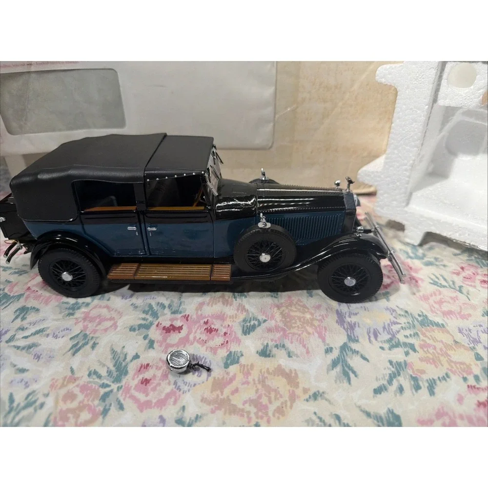 Franklin Mint 1929 Rolls-Royce Phantom 1:24 Diecast Blue/bla With Mailer Box